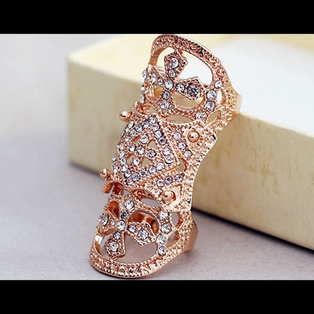 Rhinestone Cross Boho Slave Ring